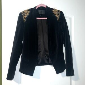 Maison Scotch Velvet Gold Embroidered Blazer